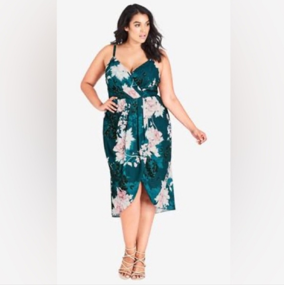 City Chic Jade Blossom Bloom Dress Size XL/22 EUC